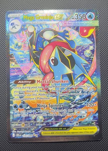 Mega Greninja ex, modern full-art holo 116/086, front view